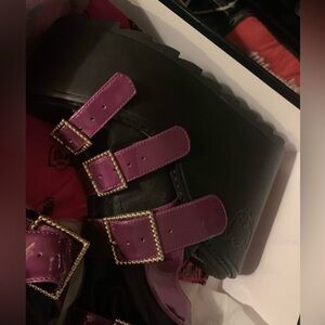 YRU Black and Purple Platform Shoes